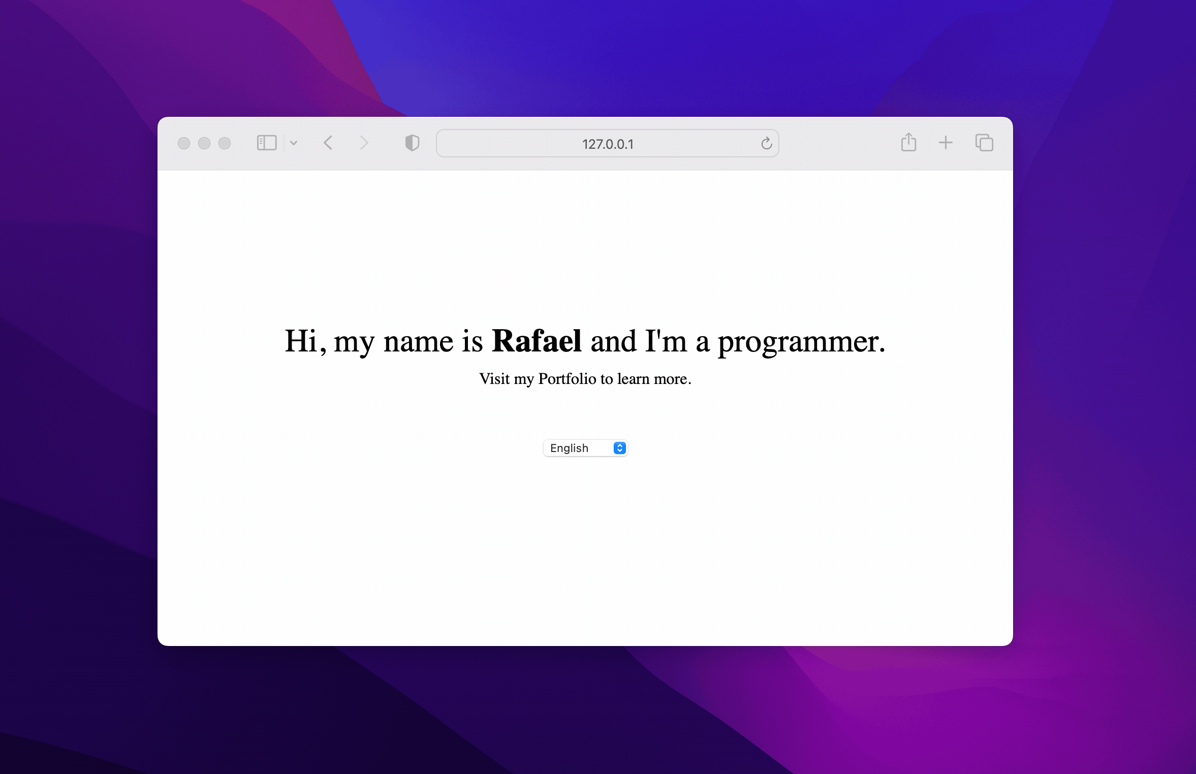 Screenshot of the browser window displaying Rafael in bold